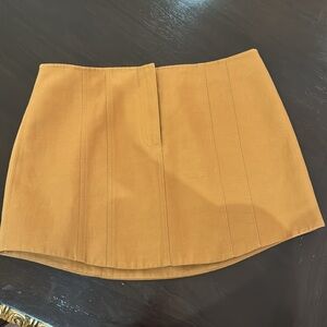 A.L.C. Mini skirt in bronze cotton hemp. Front zipper